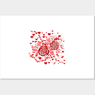 Valentine's hearts and roses Posters and Art